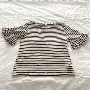 JCrew Striped Top with Peplum Sleeves Large